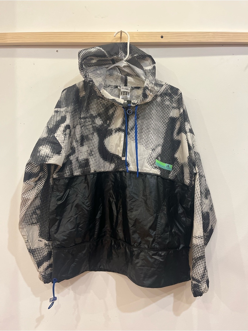 Adidas by Stella McCartney Black & White Hooded Anorak Windbreaker